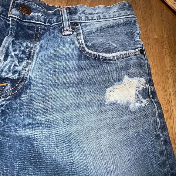Abercrombie & Fitch‎ Jeans Mens 32x32 Slim Straight Button Fly Distressed Ankle - Picture 10 of 14